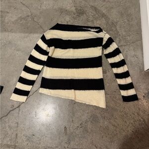 Black and Cream Striped Women's Sweater